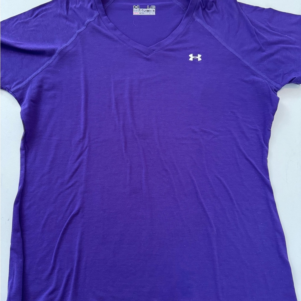 Under Armour Purple V-Neck Semi- Fitted Short Sleeve Tee